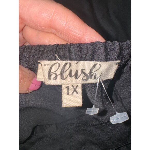 NWT Blush Black Button-Front Sleeveless Dress Bib Overall Drawstring Plus Sz 1X - Picture 4 of 9